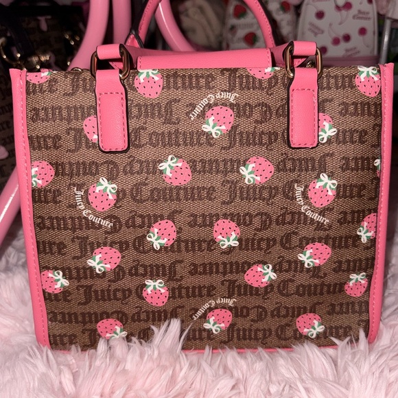 Juicy Couture Strawberry Print Satchel with Matching Wallet and Heart Coin Pouch - Picture 6 of 6